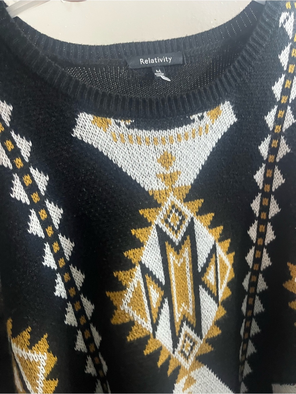 Relativity Black, Gold & Cream Aztec Knit Pullover - Picture 2 of 5